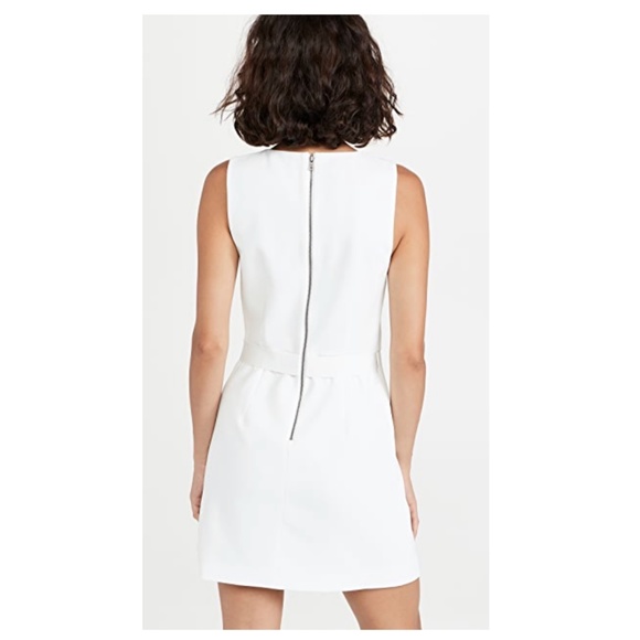 alice + olivia Duncan Sleeveless Tab Cocktail Dress Asymmetrical in Off White - Picture 3 of 4